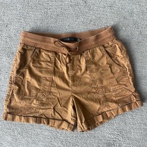 ONE5ONE Tan Cognac Khaki Shorts with elastic drawstring waist Size Medium